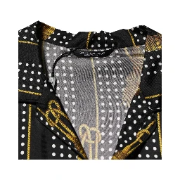 Black Dotted Tassel Silk Button Down Shirt