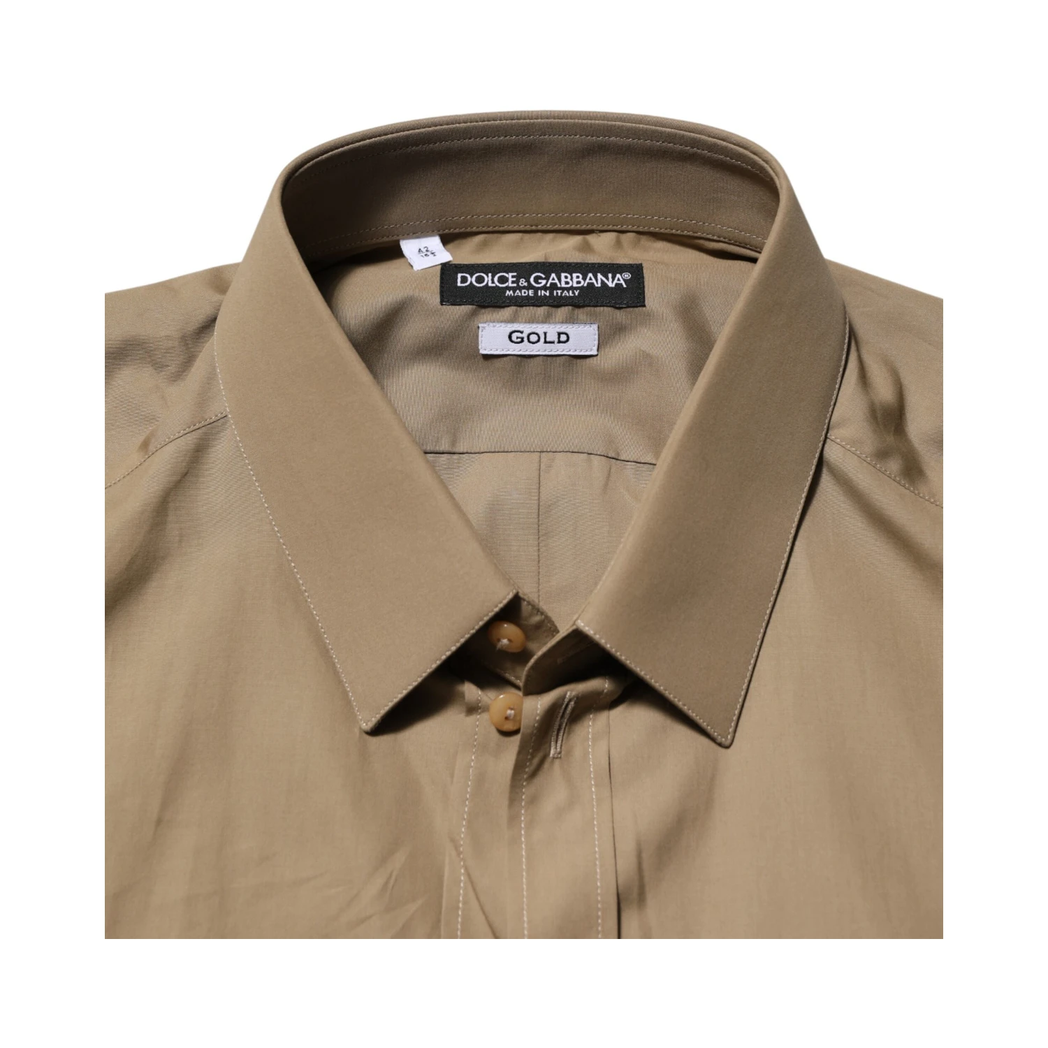 Brown Cotton Collared Men GOLD Dress Shirt