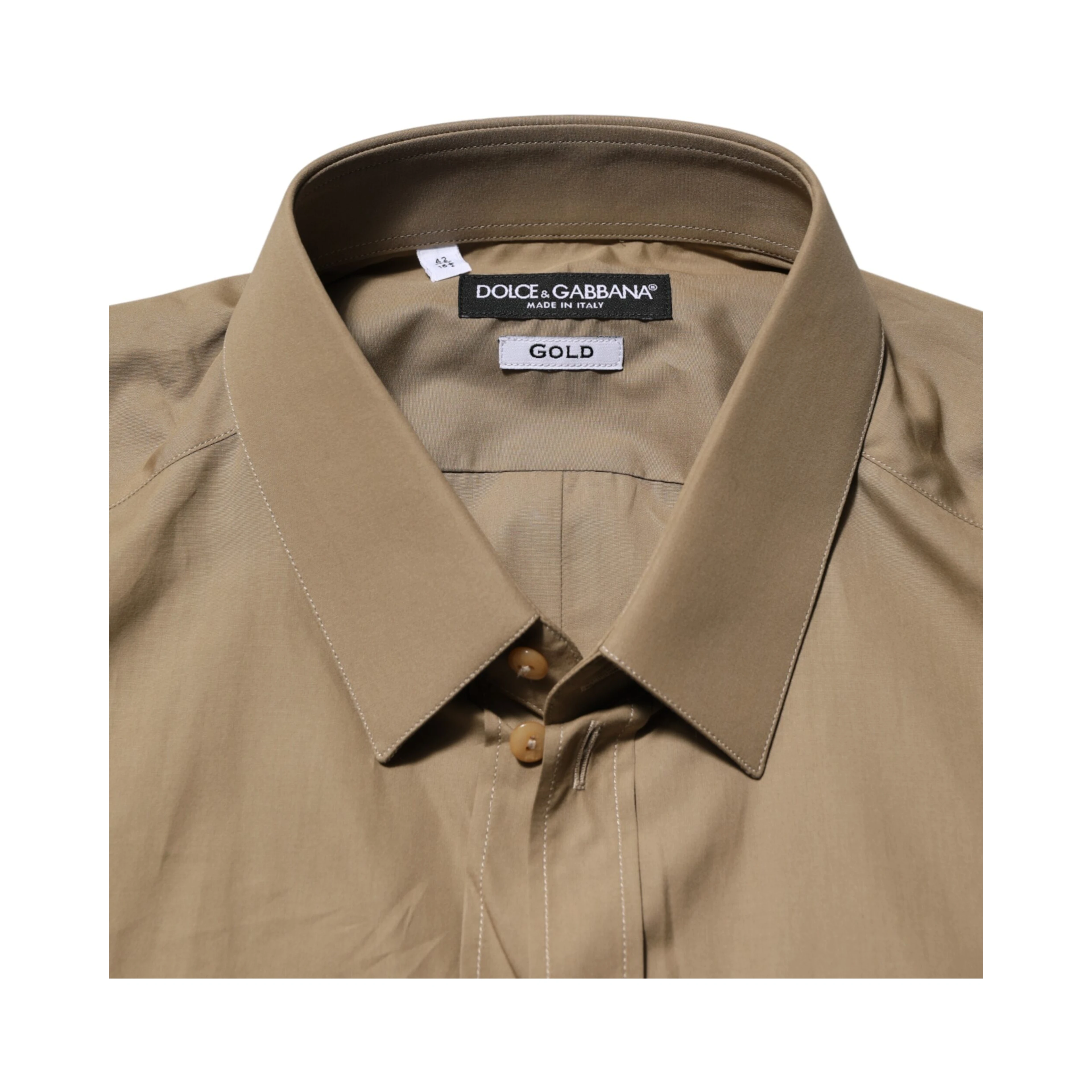 Brown Cotton Collared Men GOLD Dress Shirt