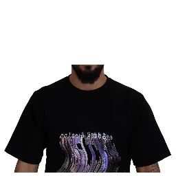 Cotton Black Printed Crewneck Tee T-shirt