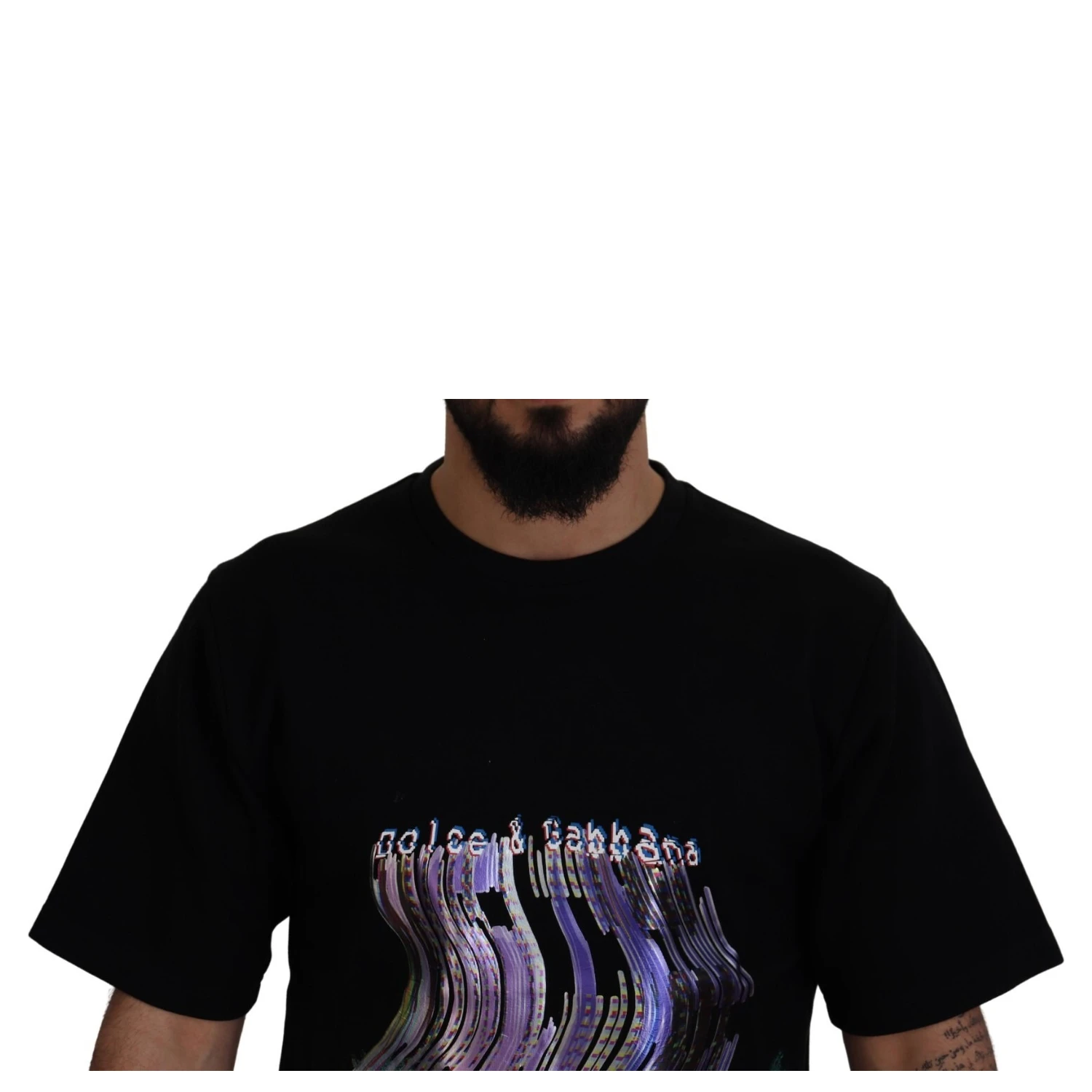 Cotton Black Printed Crewneck Tee T-shirt