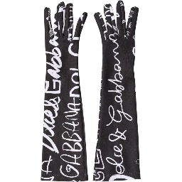 Black White DG Logo Elbow Length Mitten Gloves