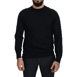 Black Wool Crewneck Pullover Sweatshirt Sweater