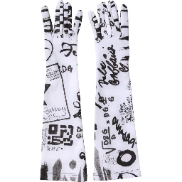 Black White DG Logo Elbow Length Mitten Gloves