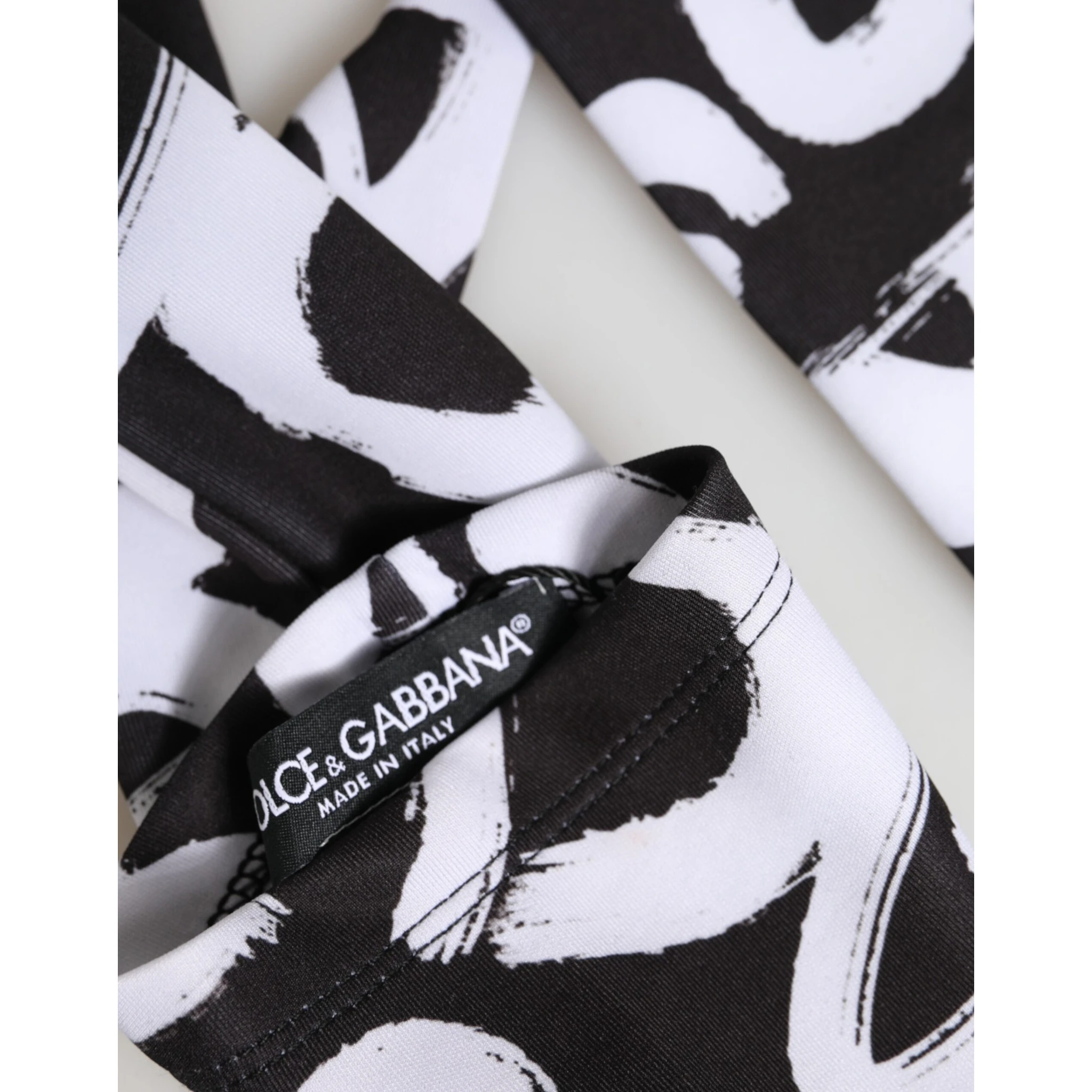 Black White DG Logo Elbow Length Mitten Gloves