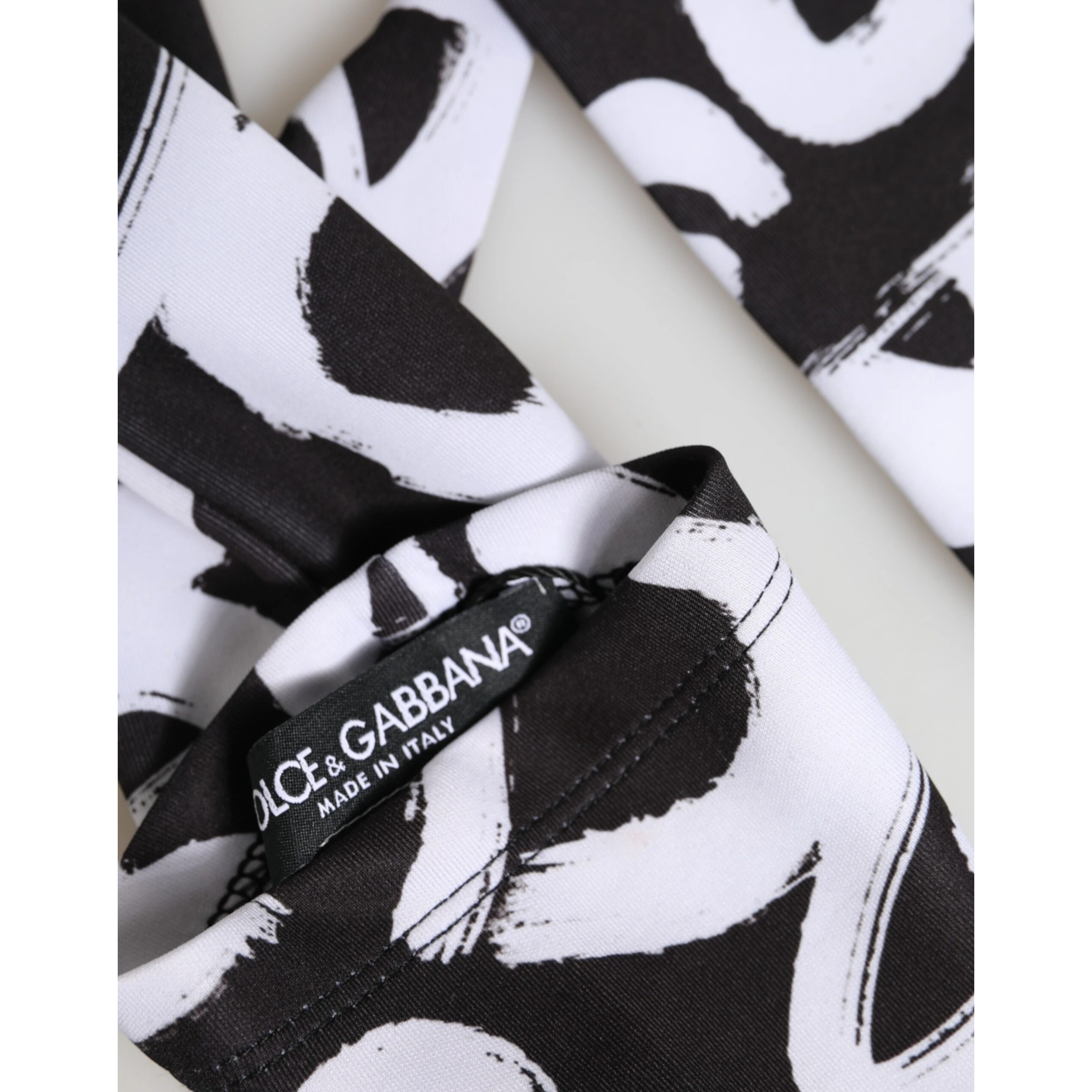 Black White DG Logo Elbow Length Mitten Gloves