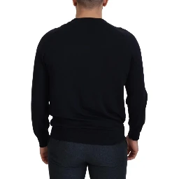 Black Wool Crewneck Pullover Sweatshirt Sweater