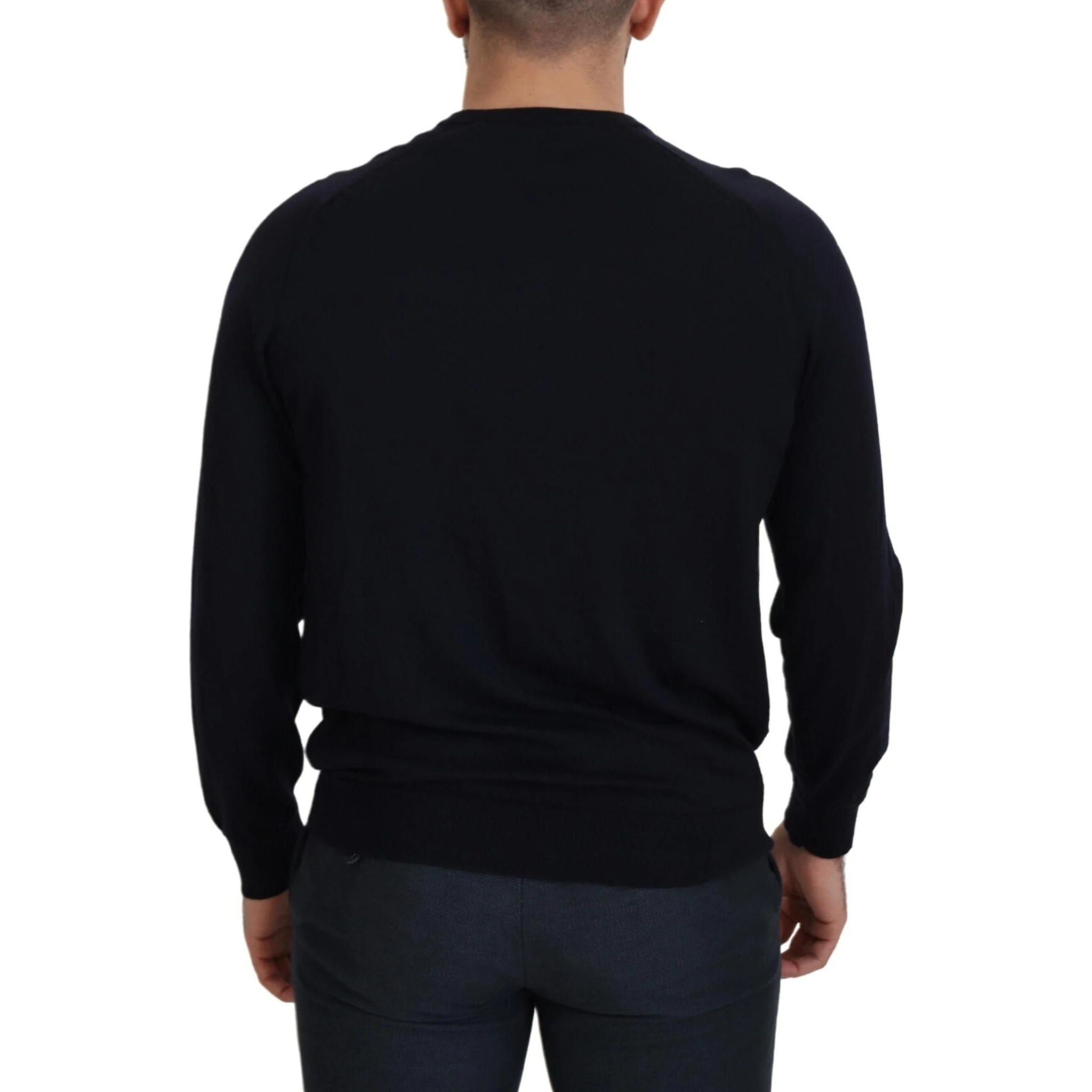 Black Wool Crewneck Pullover Sweatshirt Sweater