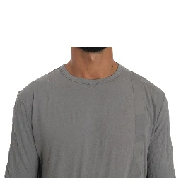 Cotton Gray Round Neck Pullover Top Sweater