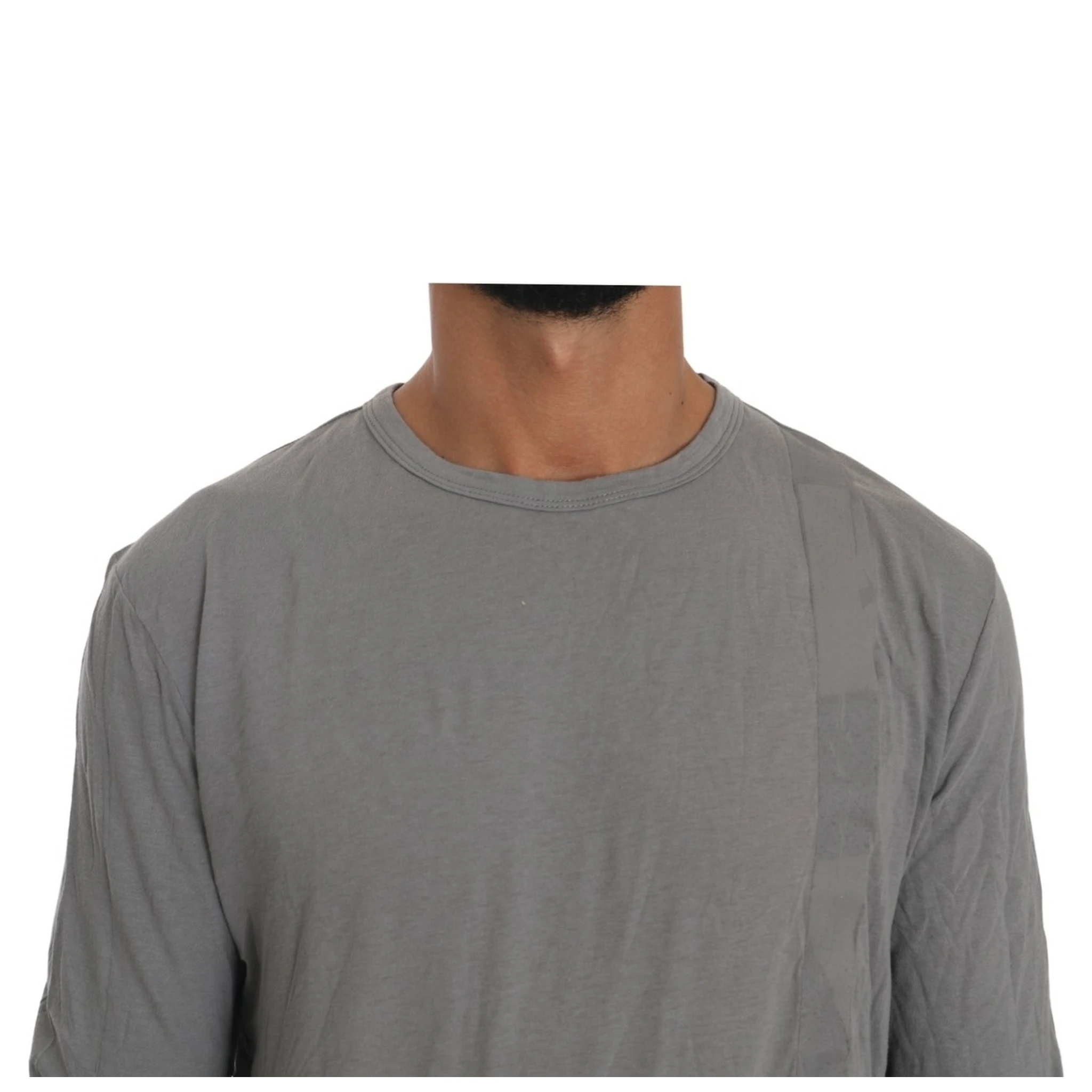 Cotton Gray Round Neck Pullover Top Sweater