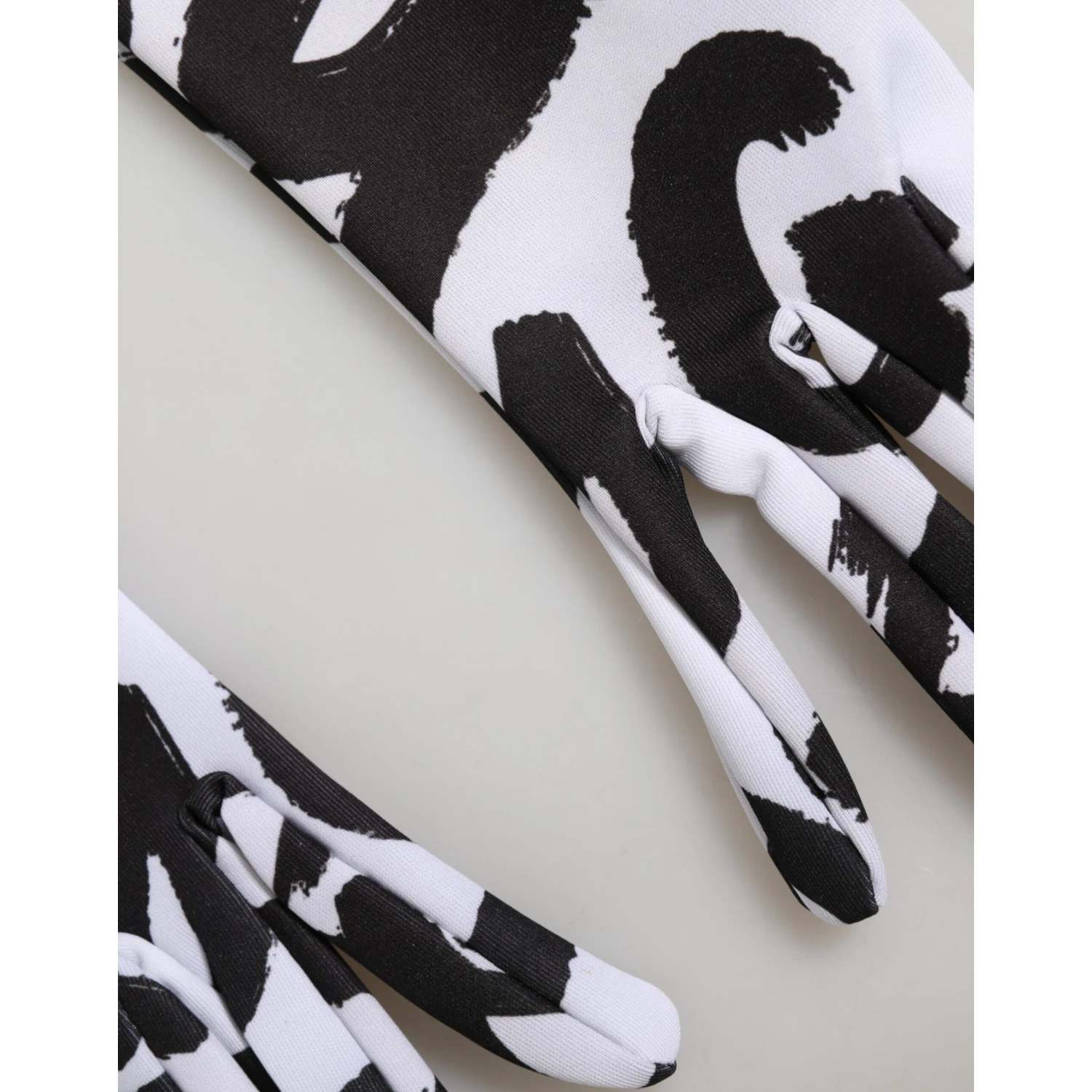 Black White DG Logo Elbow Length Mitten Gloves