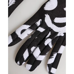 Black White DG Logo Elbow Length Mitten Gloves