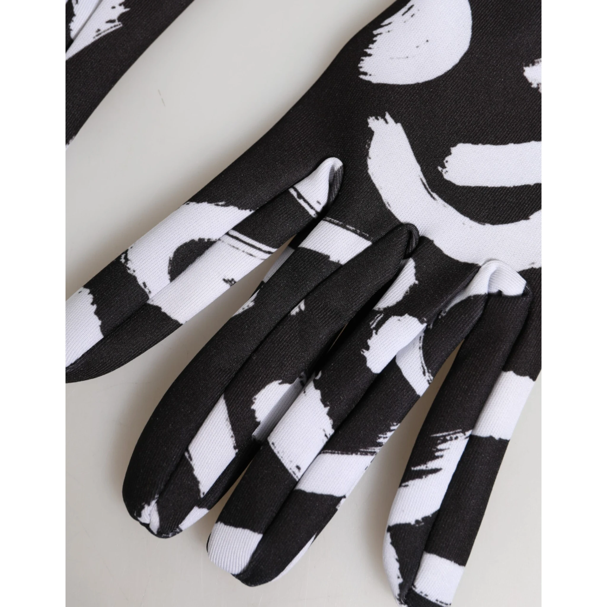 Black White DG Logo Elbow Length Mitten Gloves