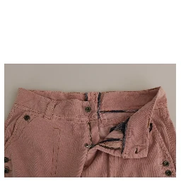Cotton Pink High Waist Straight Trouser Pants