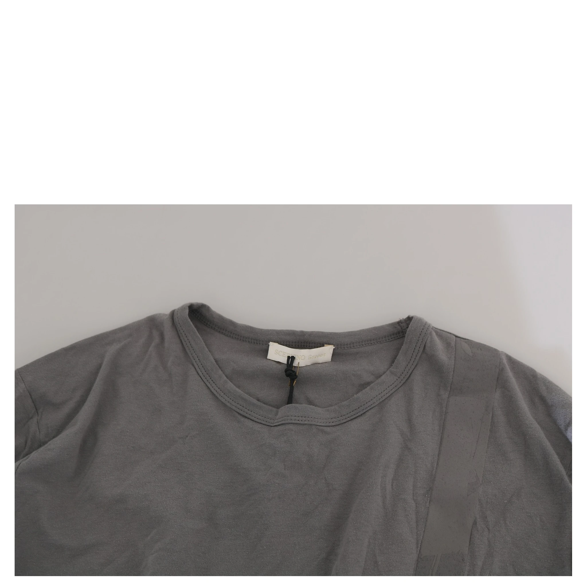 Cotton Gray Round Neck Pullover Top Sweater