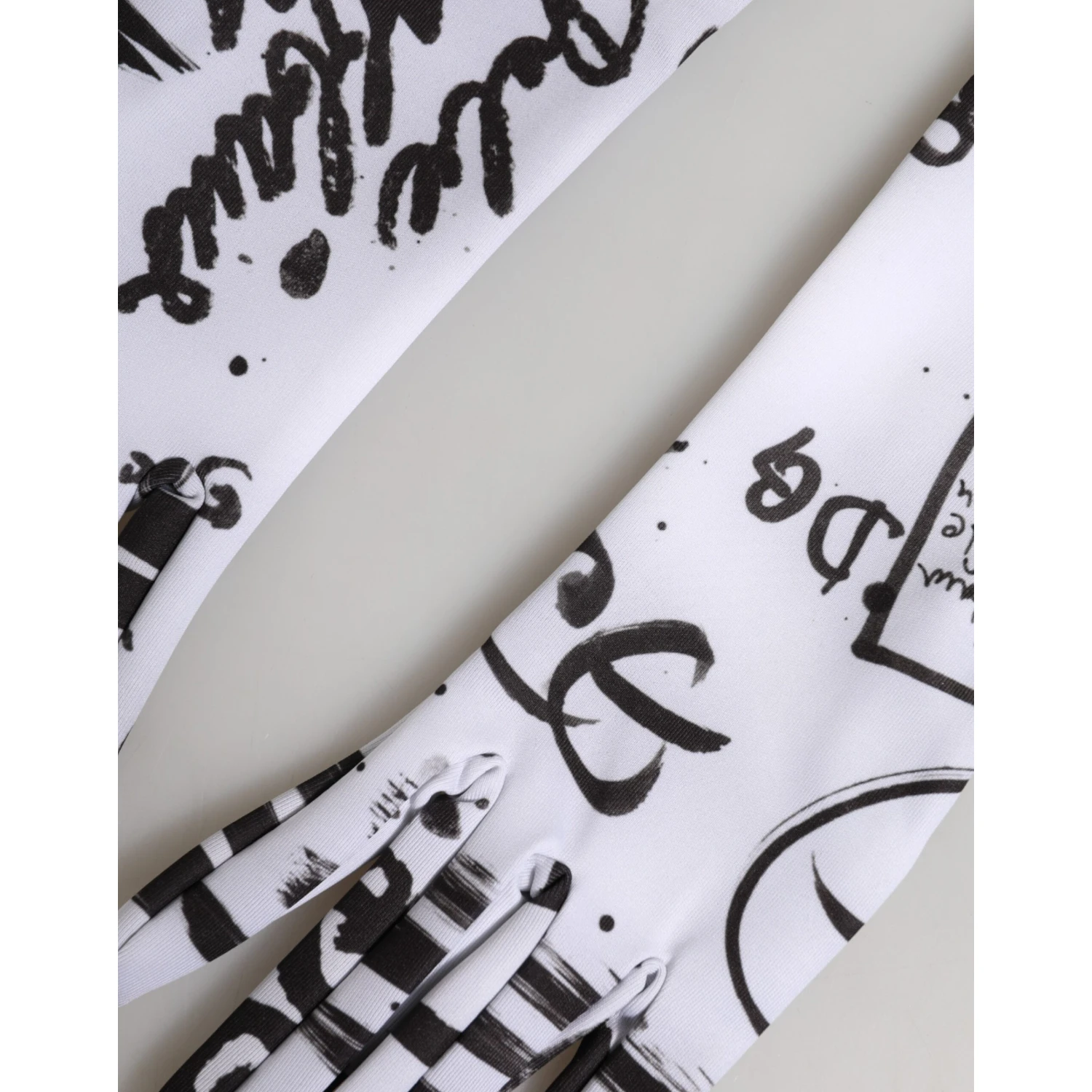 Black White DG Logo Elbow Length Mitten Gloves