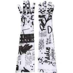 Black White DG Logo Elbow Length Mitten Gloves