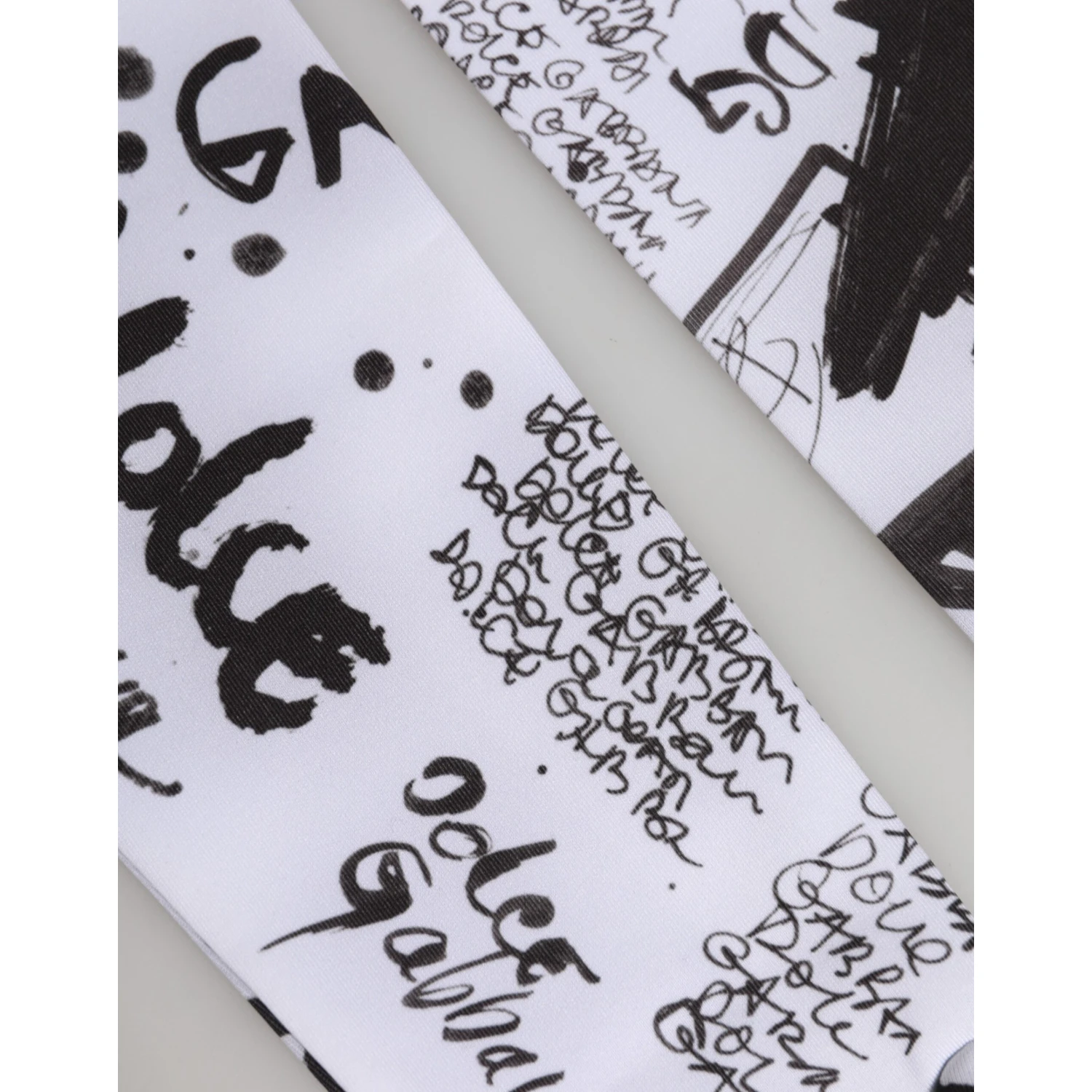 Black White DG Logo Elbow Length Mitten Gloves