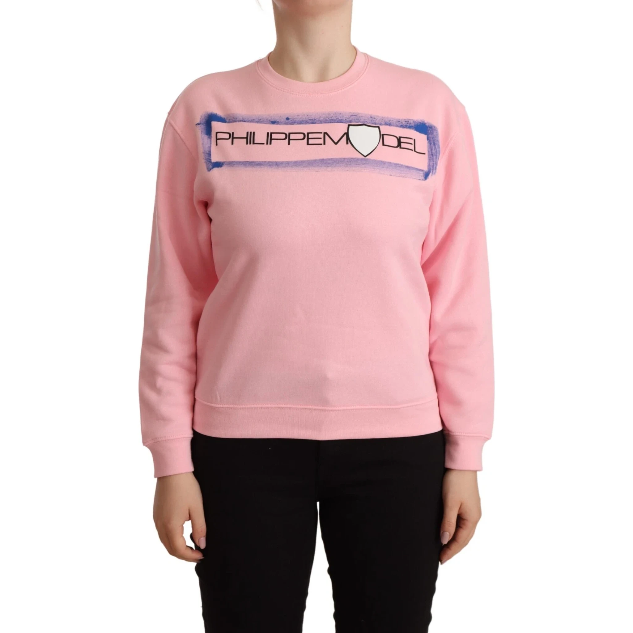 Pink Printed Long Sleeves Pullover Sweater
