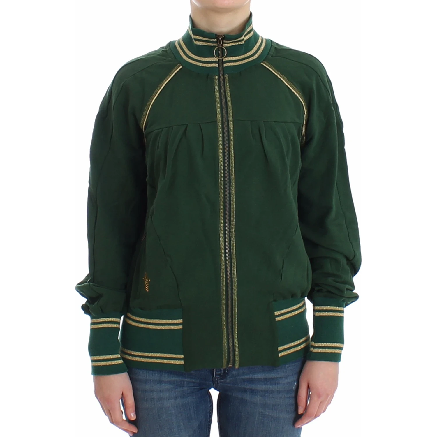Green Mock Zip Cardigan Sweatshirt Sweater Jacket