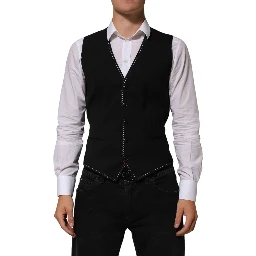 Black Wool Dress Formal Men Waistcoat Vest