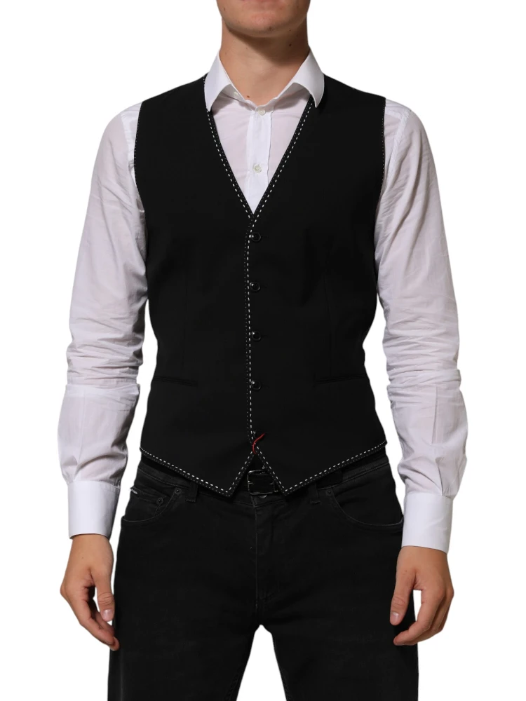 Black Wool Dress Formal Men Waistcoat Vest