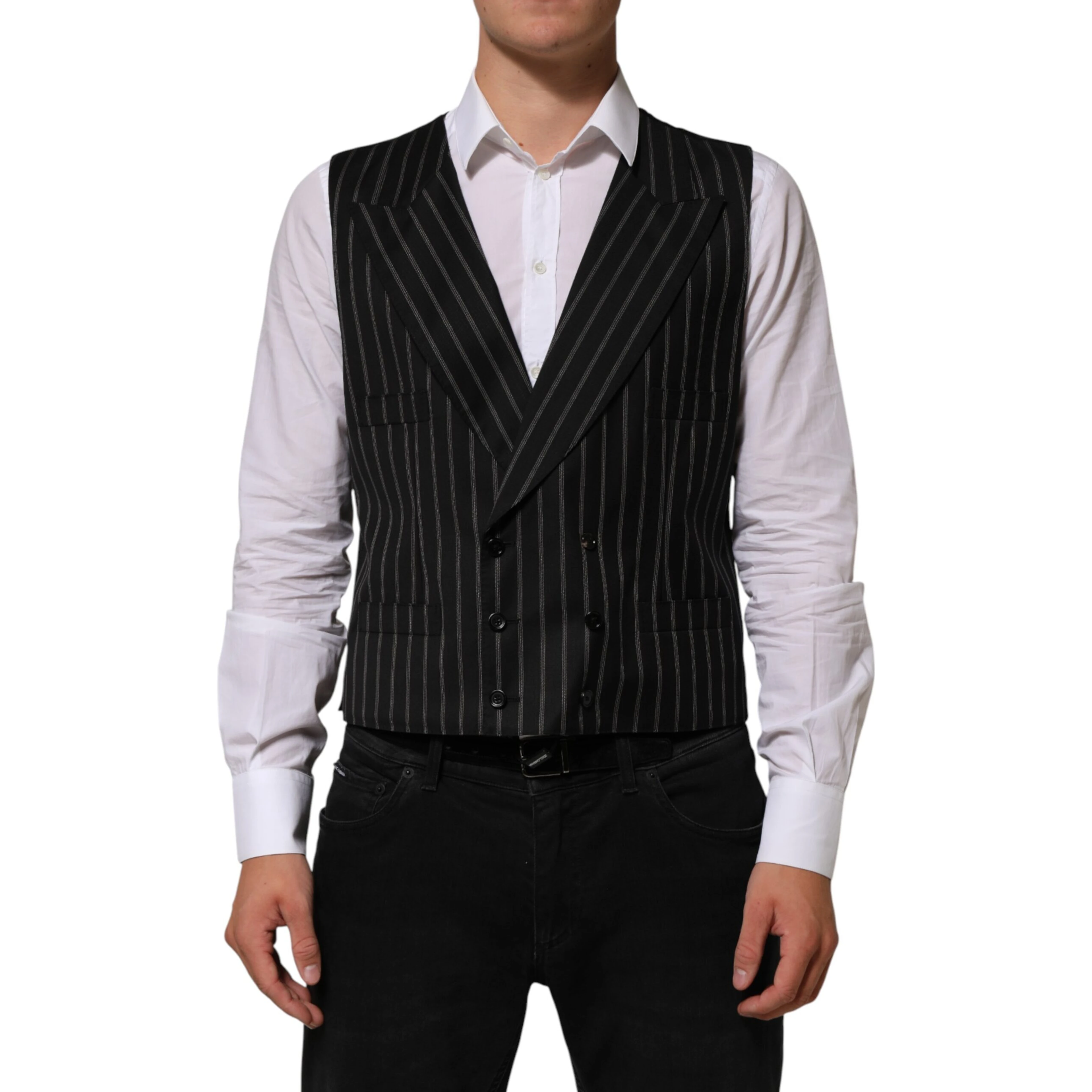 Black Stripes Wool Dress Men Waistcoat Vest
