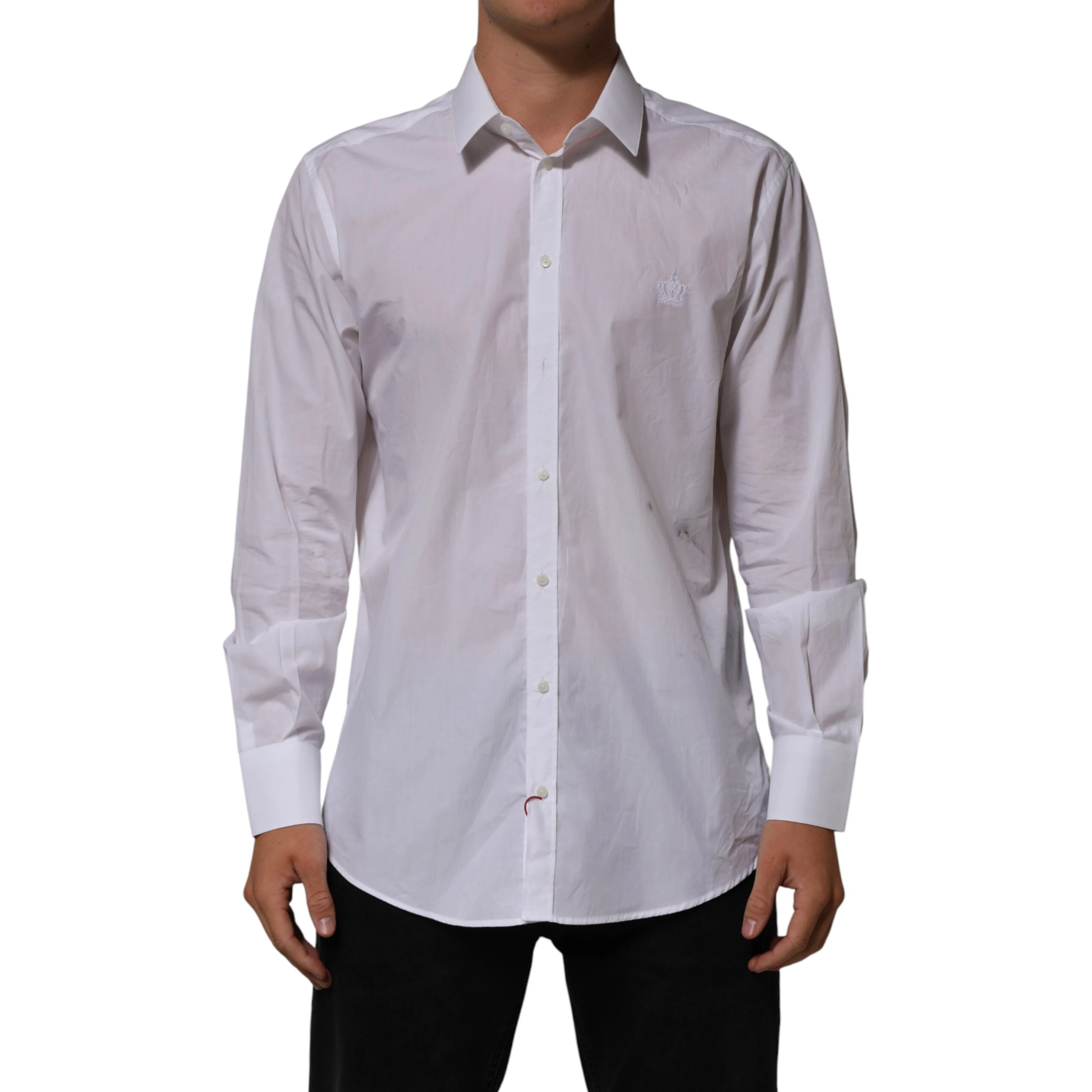 White Cotton Collared Men MARTINI Dress Shirt