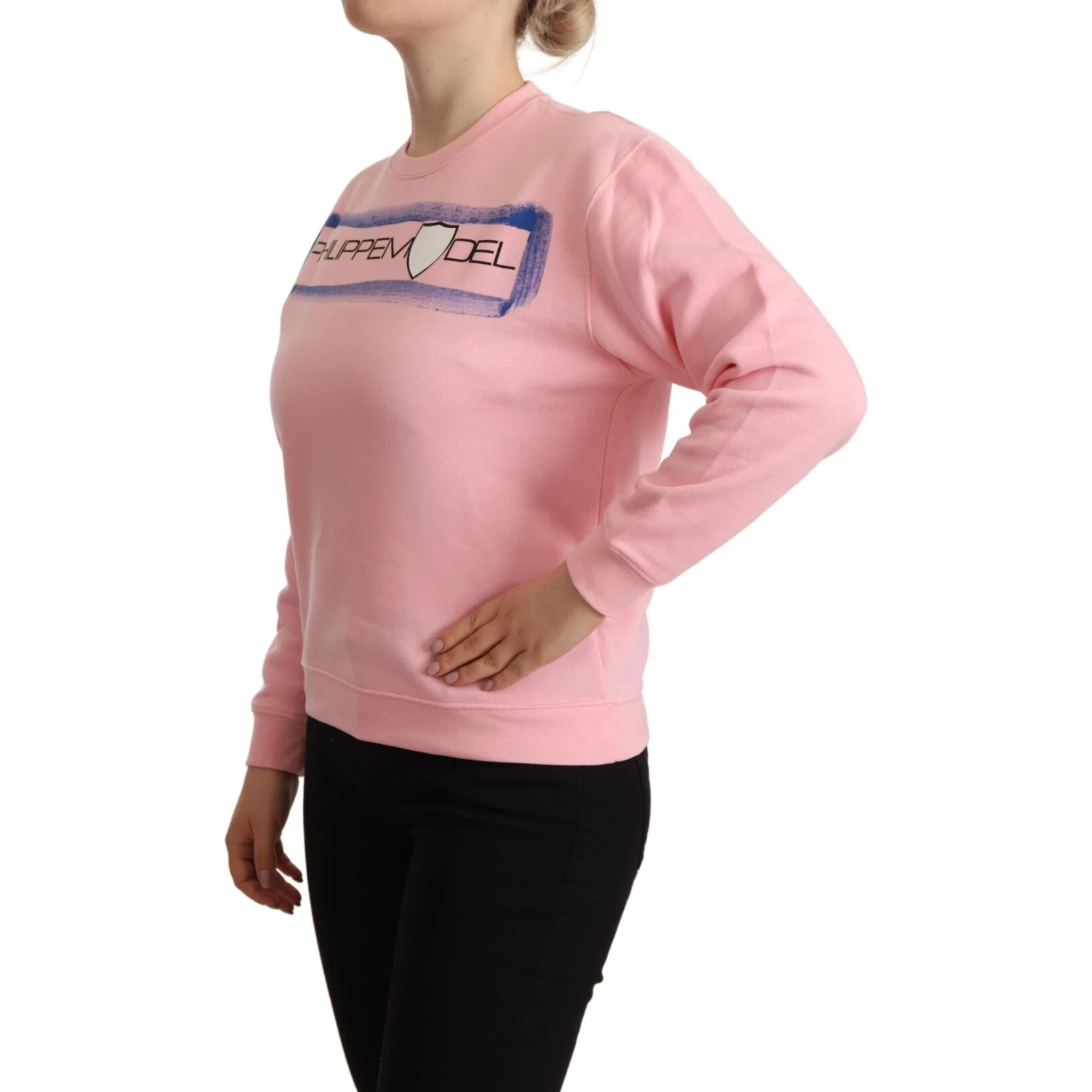 Pink Printed Long Sleeves Pullover Sweater