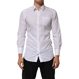 White Cotton Collared Men GOLD Dress Shirt