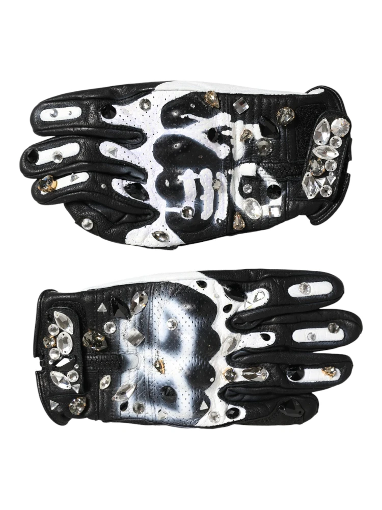 Gloves Black White Crystal Wrist Length Mitten Gloves alternative