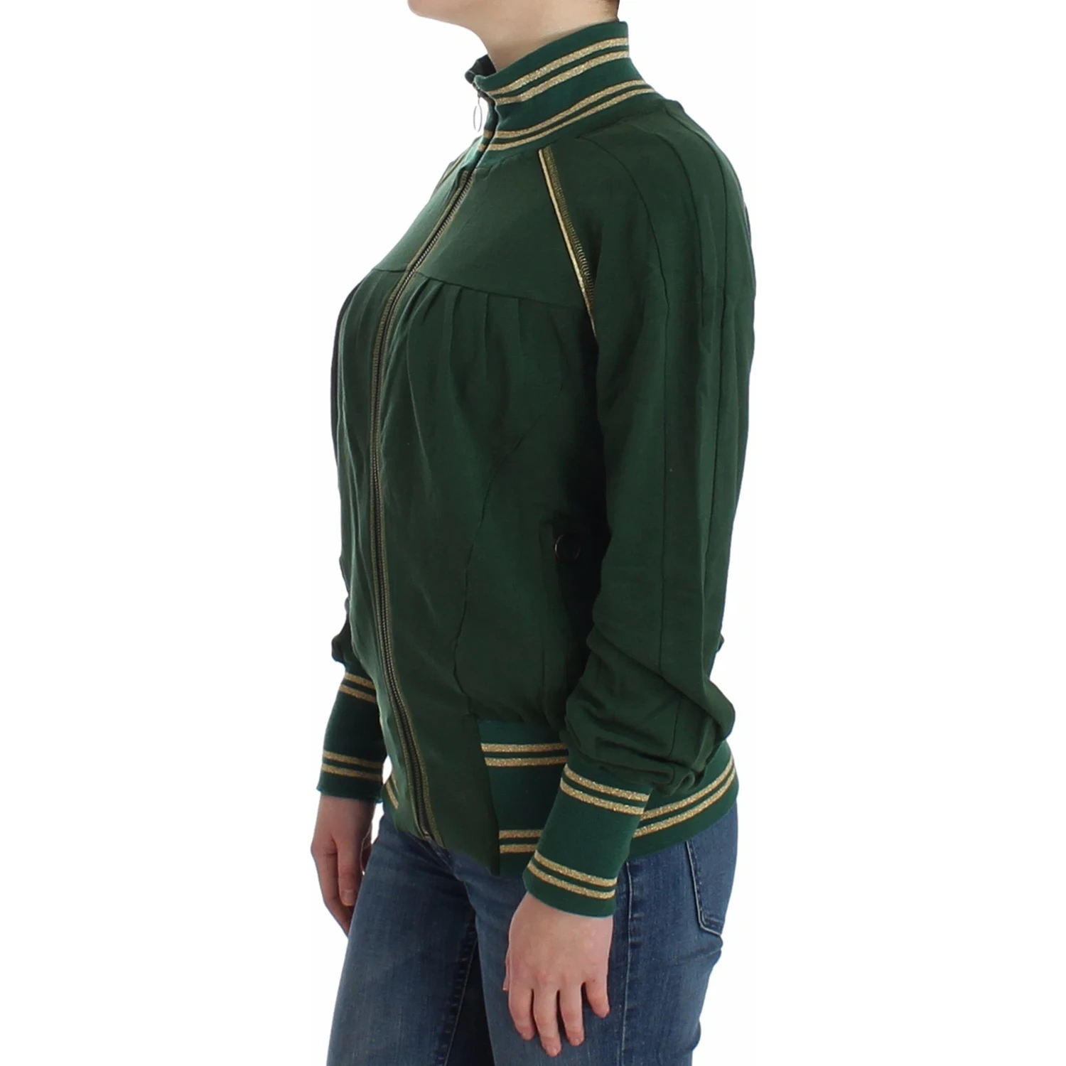 Green Mock Zip Cardigan Sweatshirt Sweater Jacket