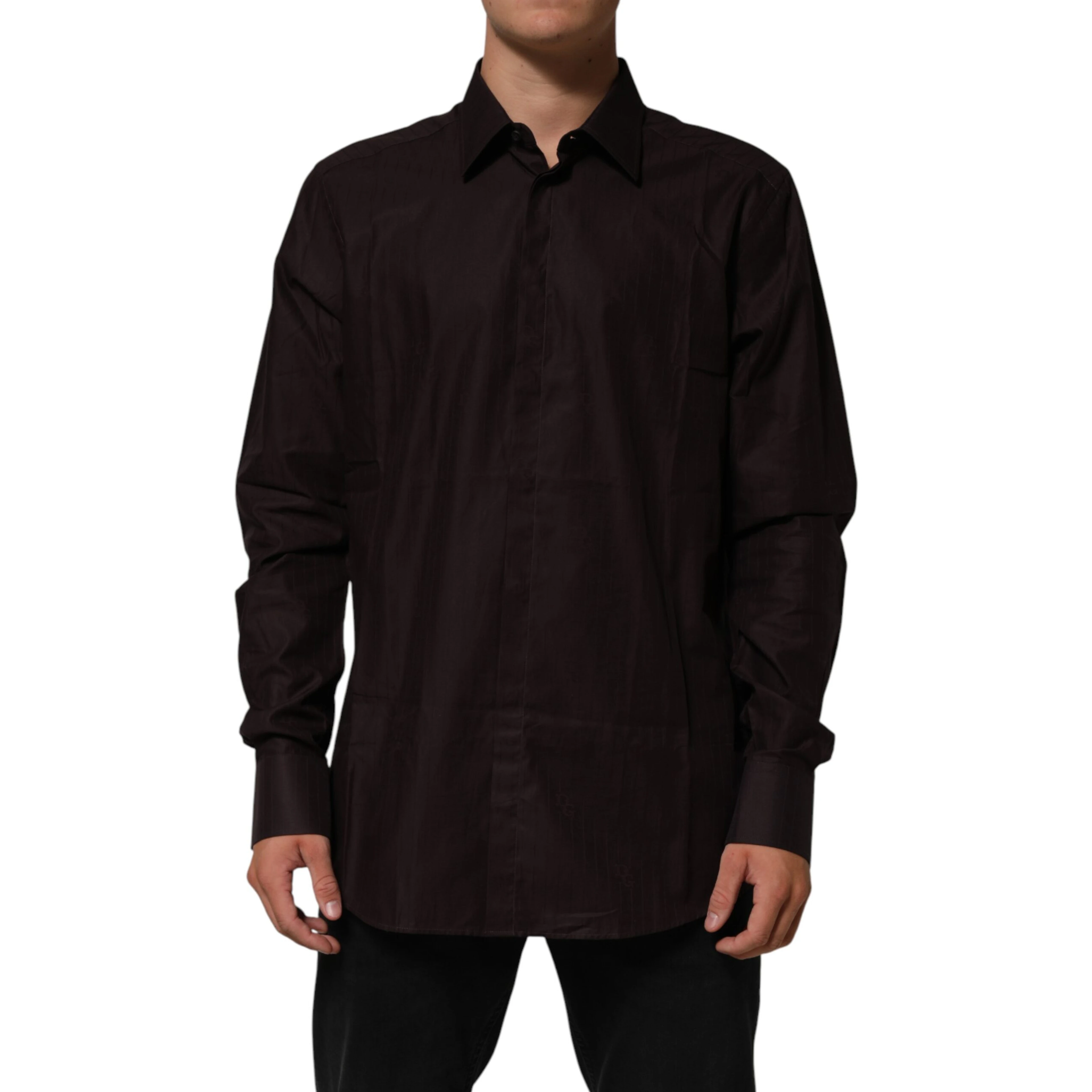 Brown Cotton LongSleeve MARTINI Dress Shirt