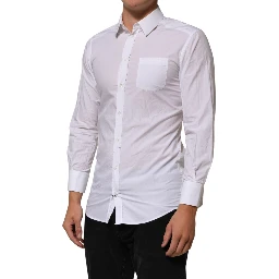 White Cotton Collared Men GOLD Dress Shirt