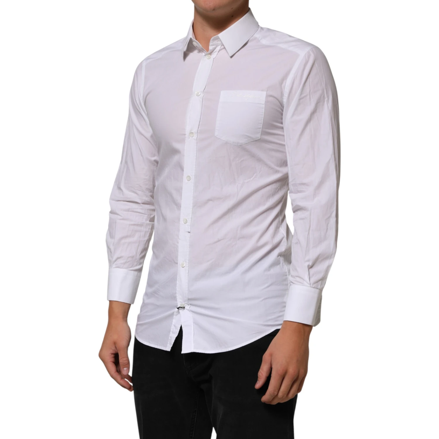 White Cotton Collared Men GOLD Dress Shirt