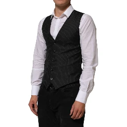 Black Wool Men Dress Formal Waistcoat Vest