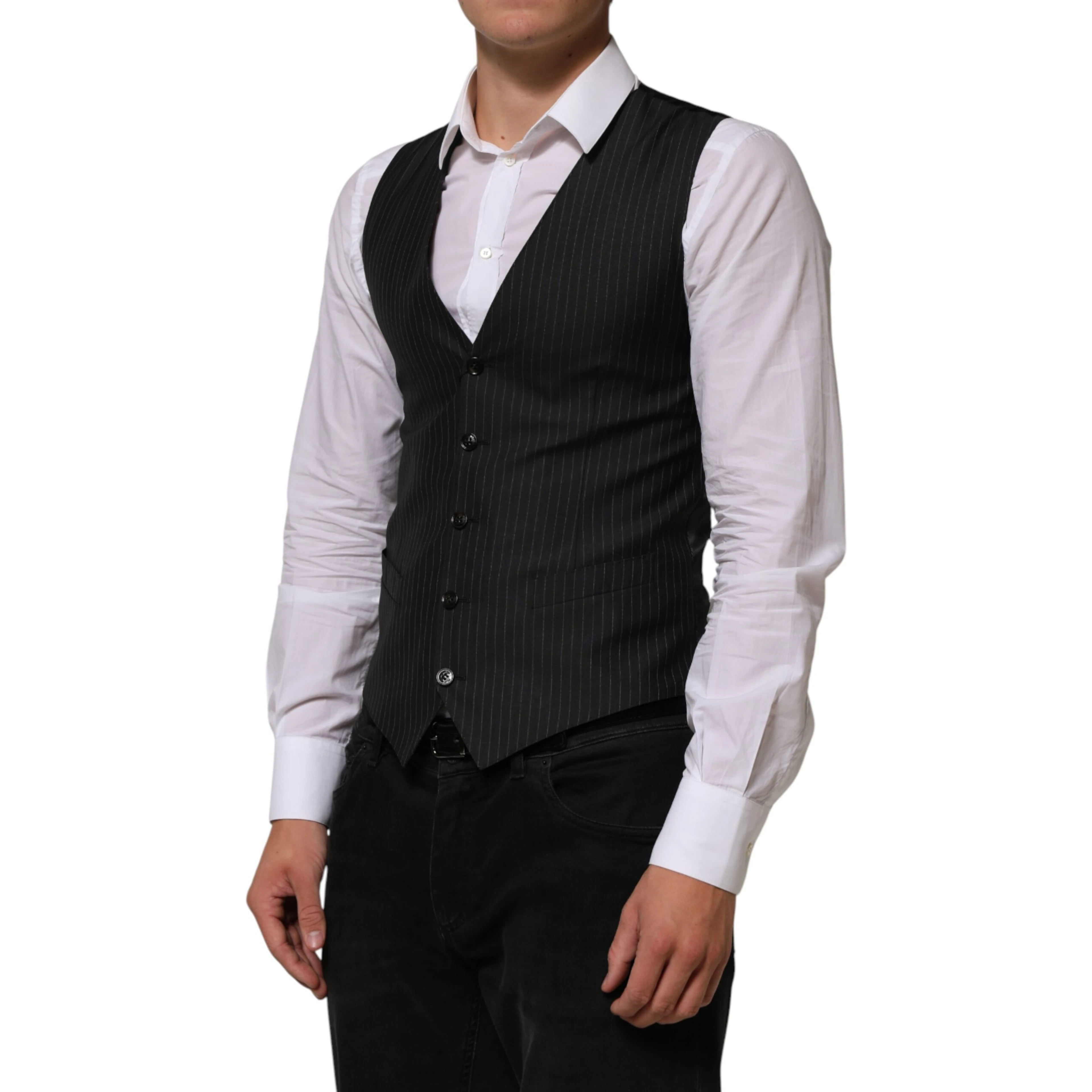 Black Wool Men Dress Formal Waistcoat Vest