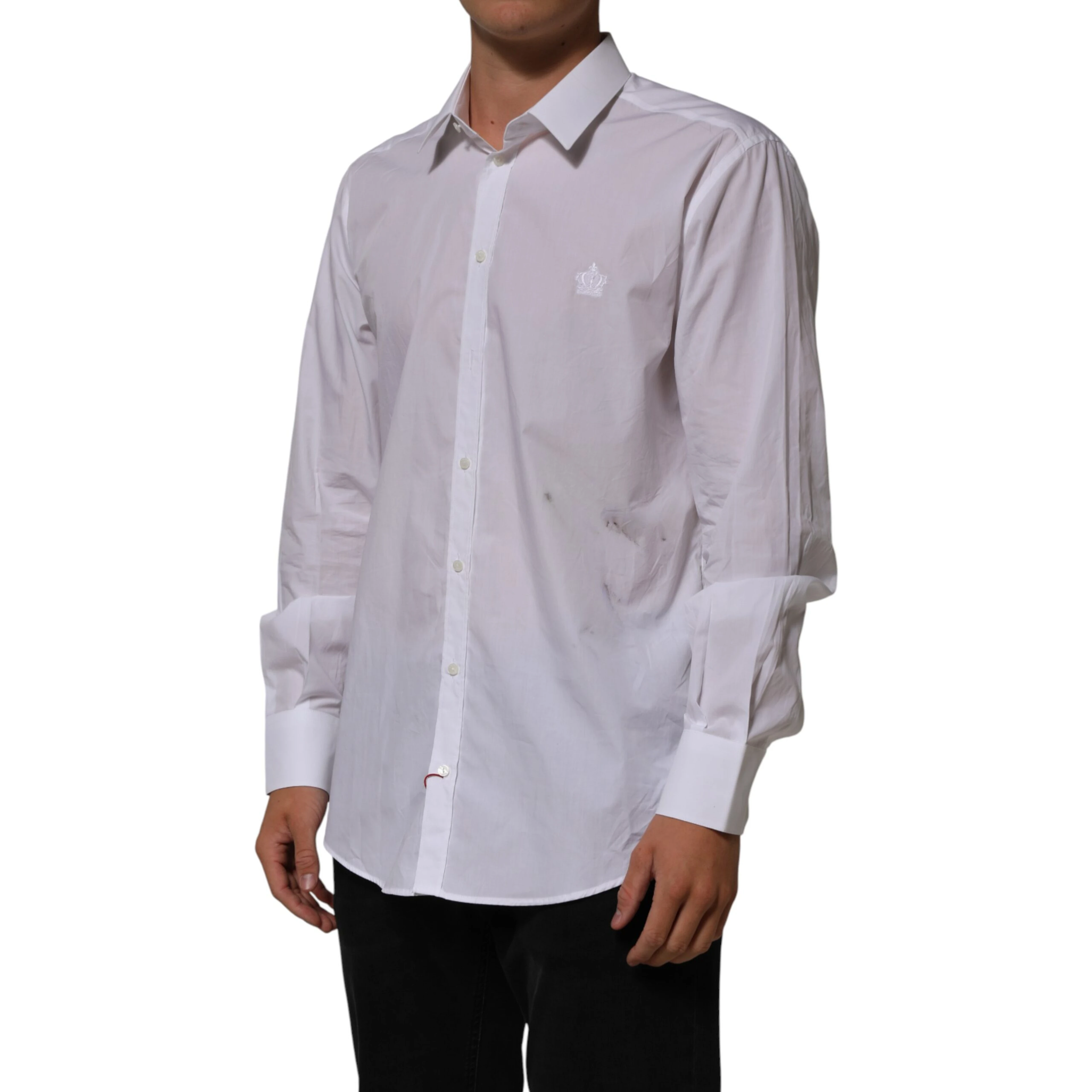 White Cotton Collared Men MARTINI Dress Shirt