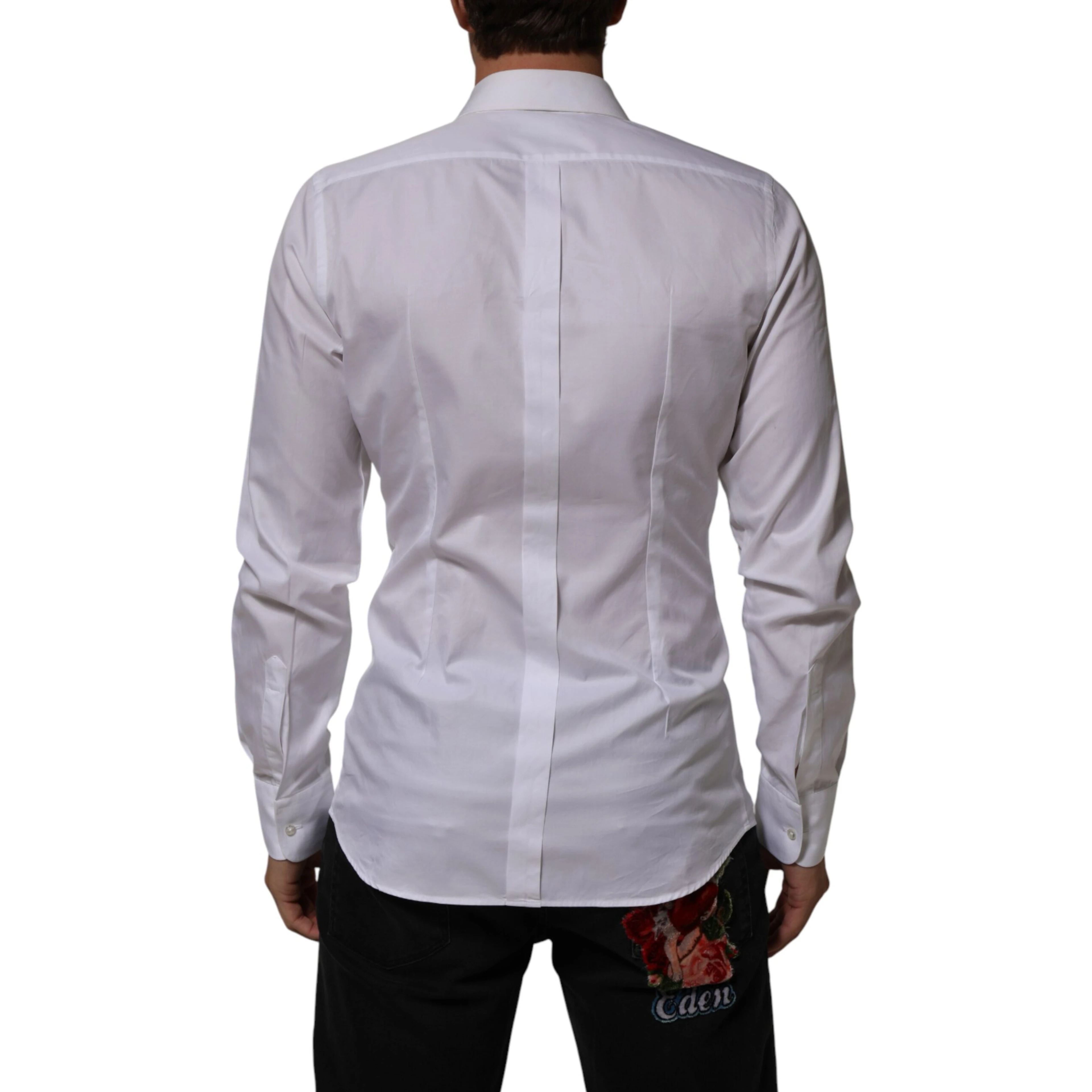 White Cotton Collared Bib GOLD Dress Shirt