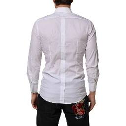 White Cotton Collared Men GOLD Dress Shirt