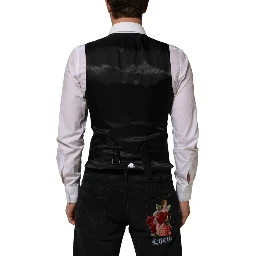 Black Wool Men Dress Formal Waistcoat Vest