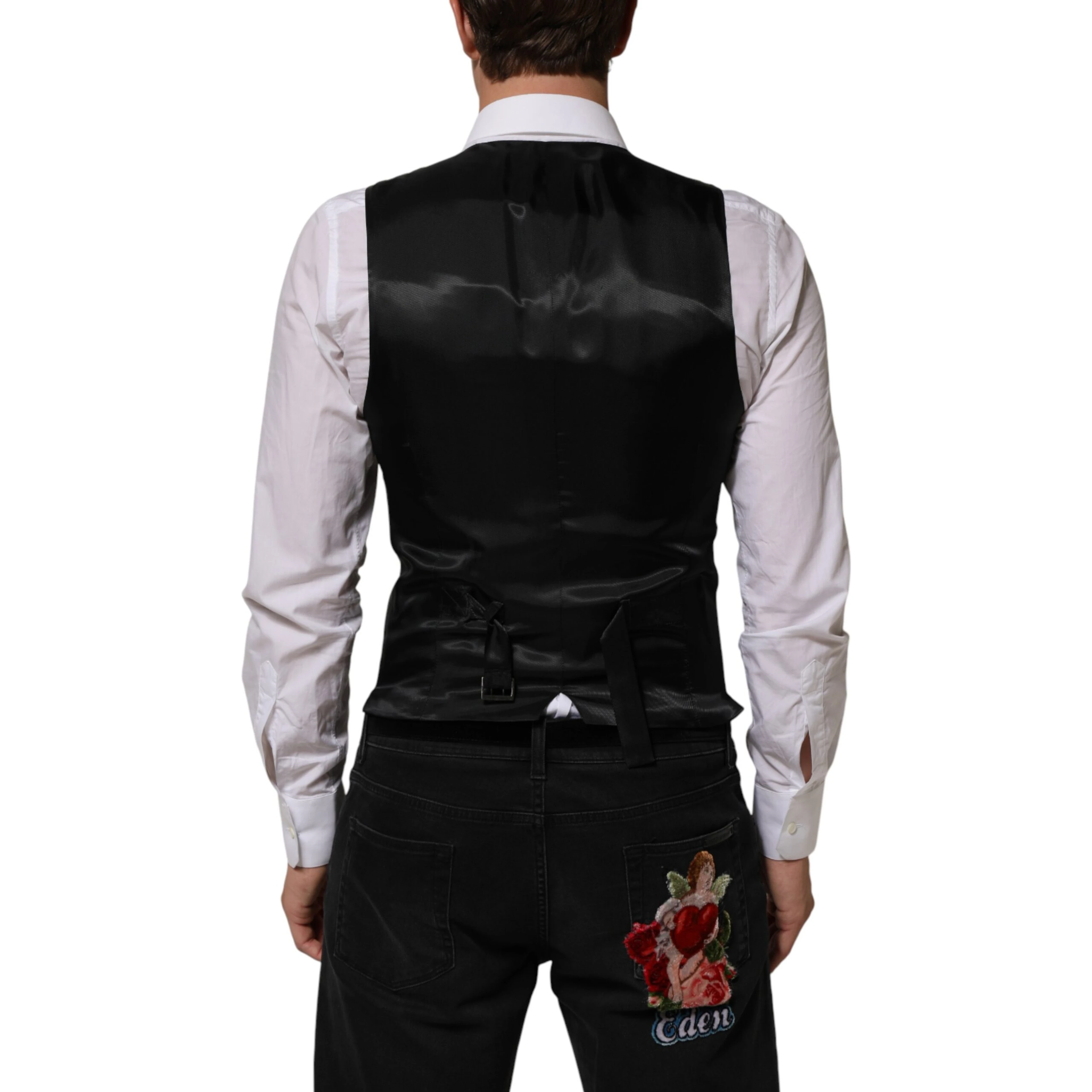 Black Wool Men Dress Formal Waistcoat Vest