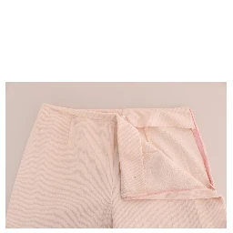 Beige Cotton Stretch Straight Trousers Pants