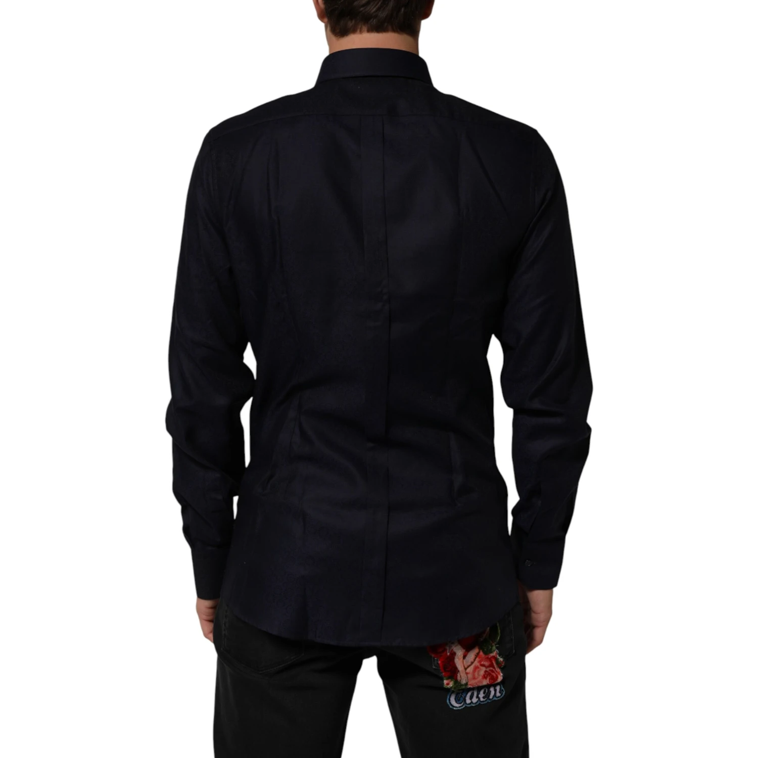 Blue Cotton Collared Long Sleeve GOLD Men Dress Shirt