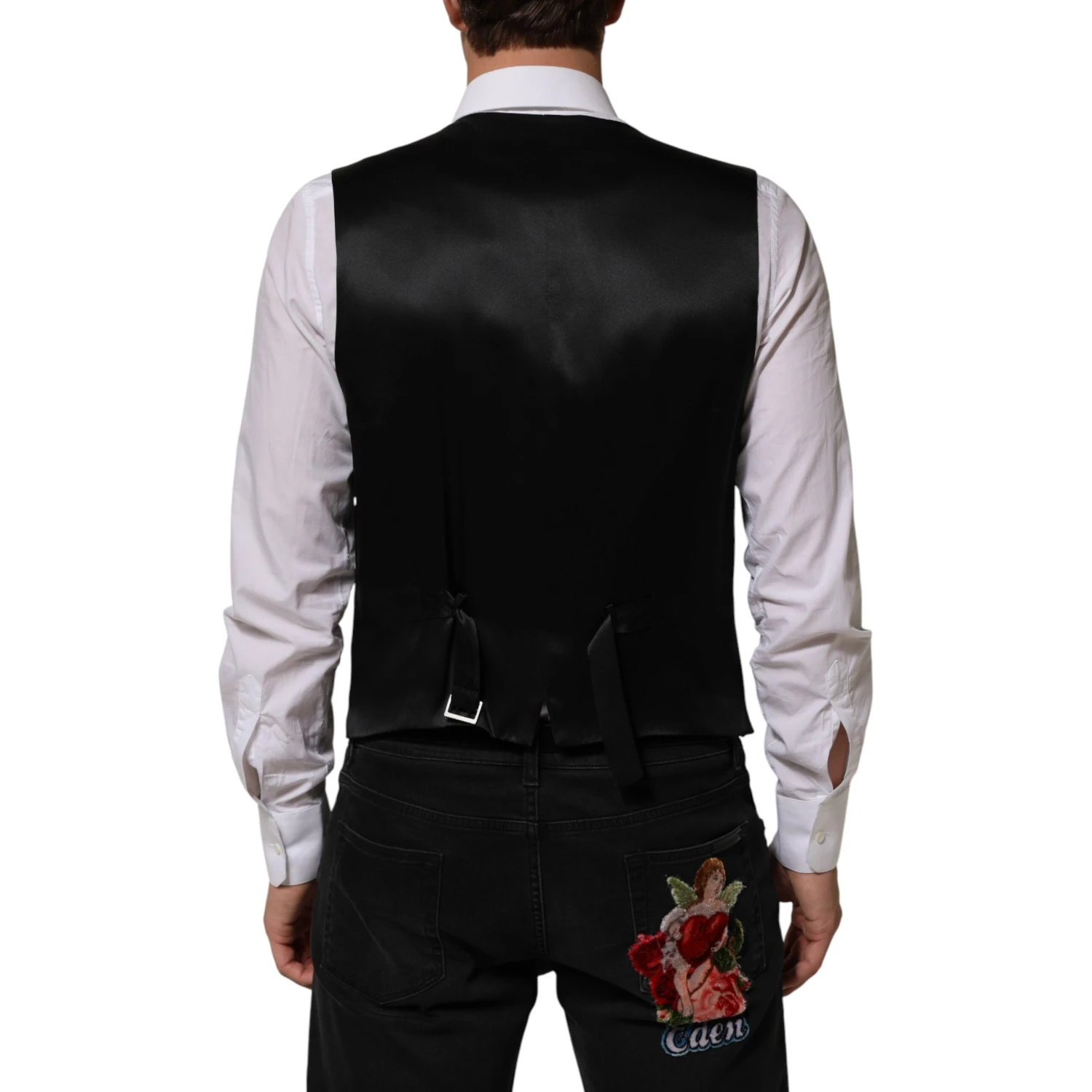 Black Stripes Wool Dress Men Waistcoat Vest