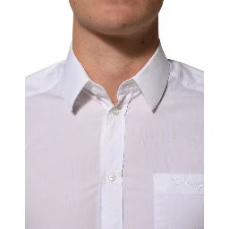 White Cotton Collared Men GOLD Dress Shirt