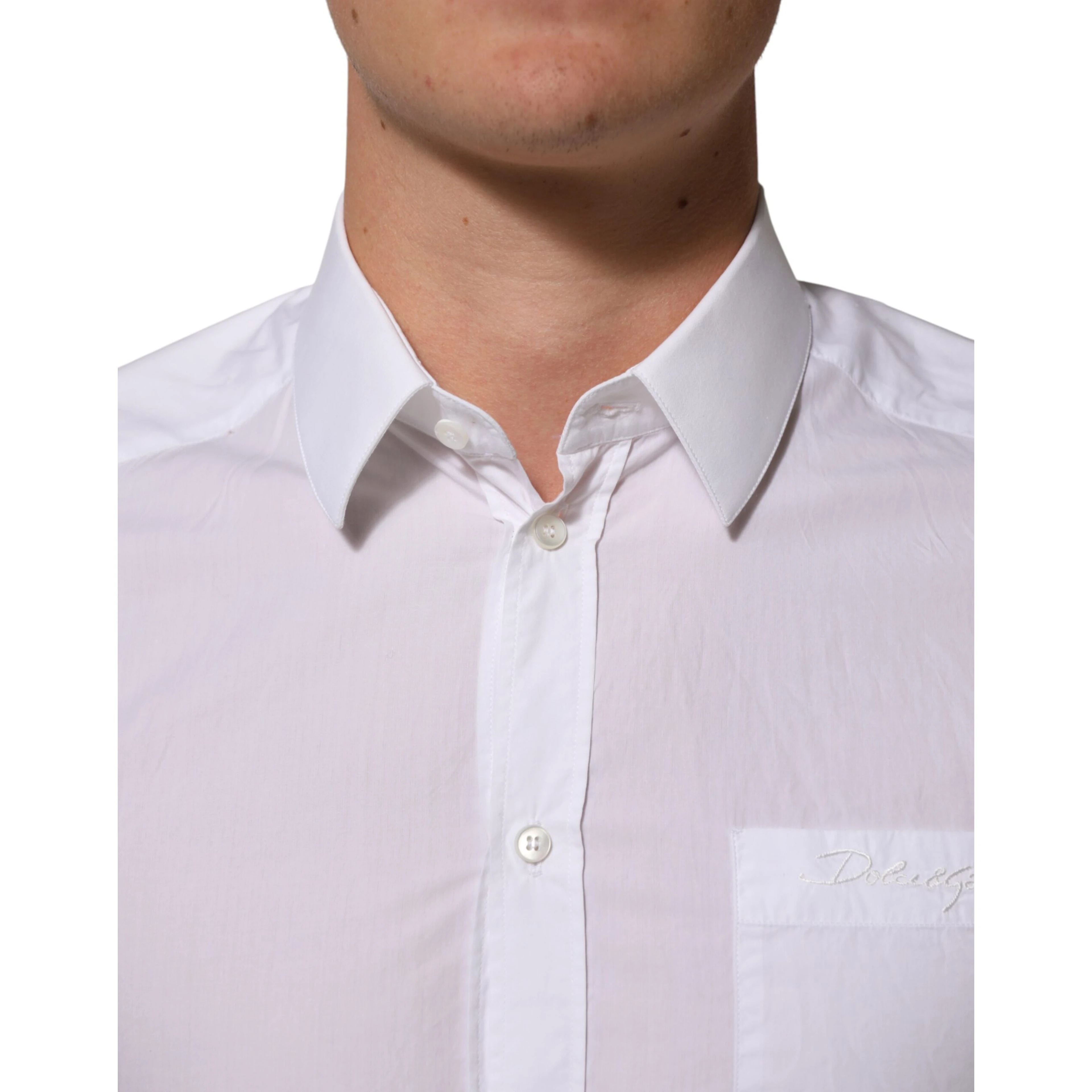 White Cotton Collared Men GOLD Dress Shirt