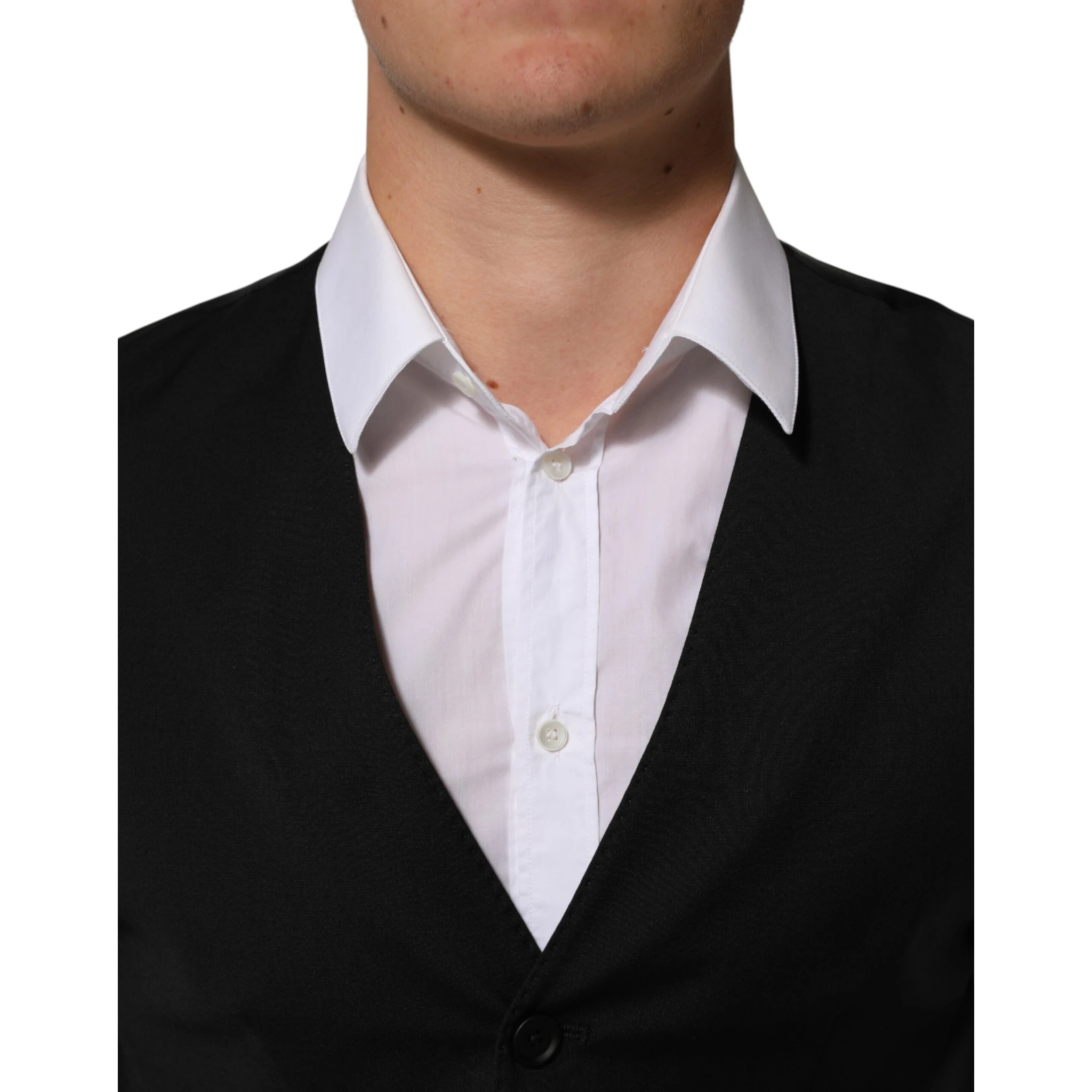 Black Polyester Dress Formal Waistcoat Vest