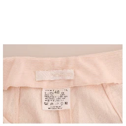 Beige Cotton Stretch Straight Trousers Pants