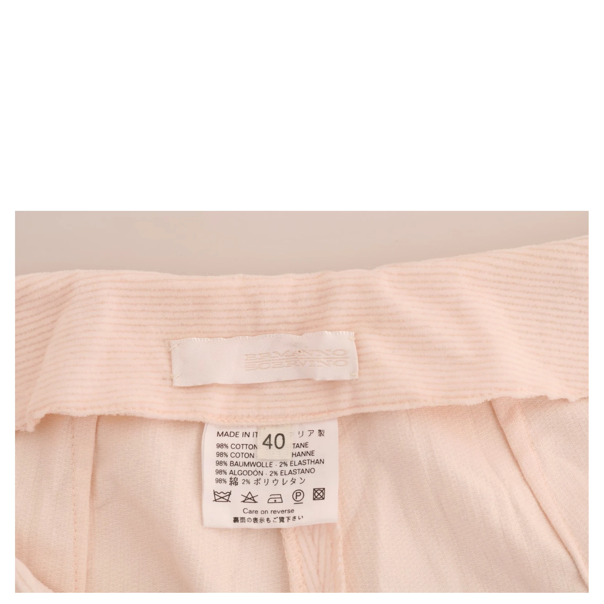 Beige Cotton Stretch Straight Trousers Pants
